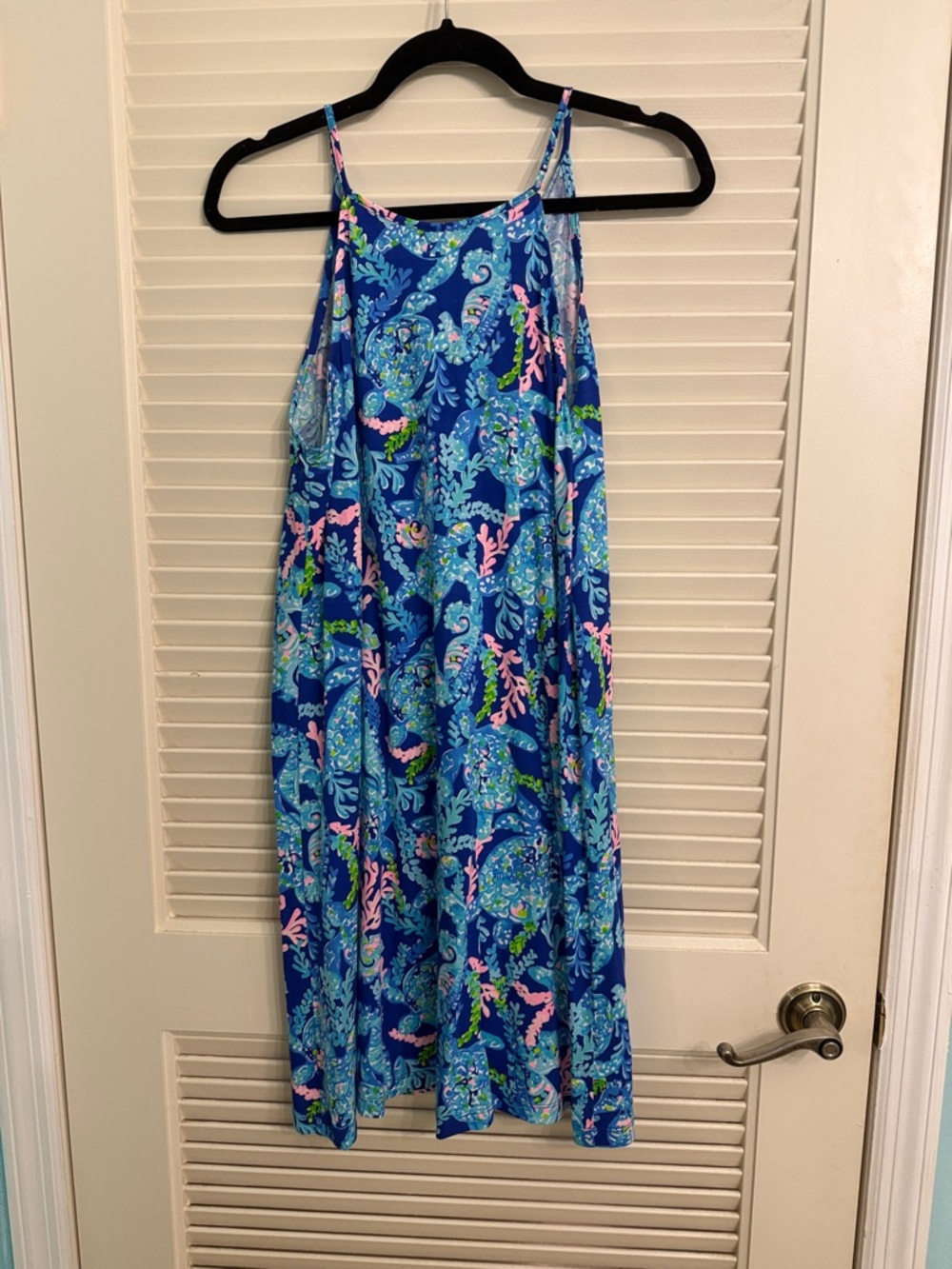 Lilly Pulitzer Margot Swing Dress Corsica Blue Turtle Villa Halter Tassels Small - Picture 3 of 7